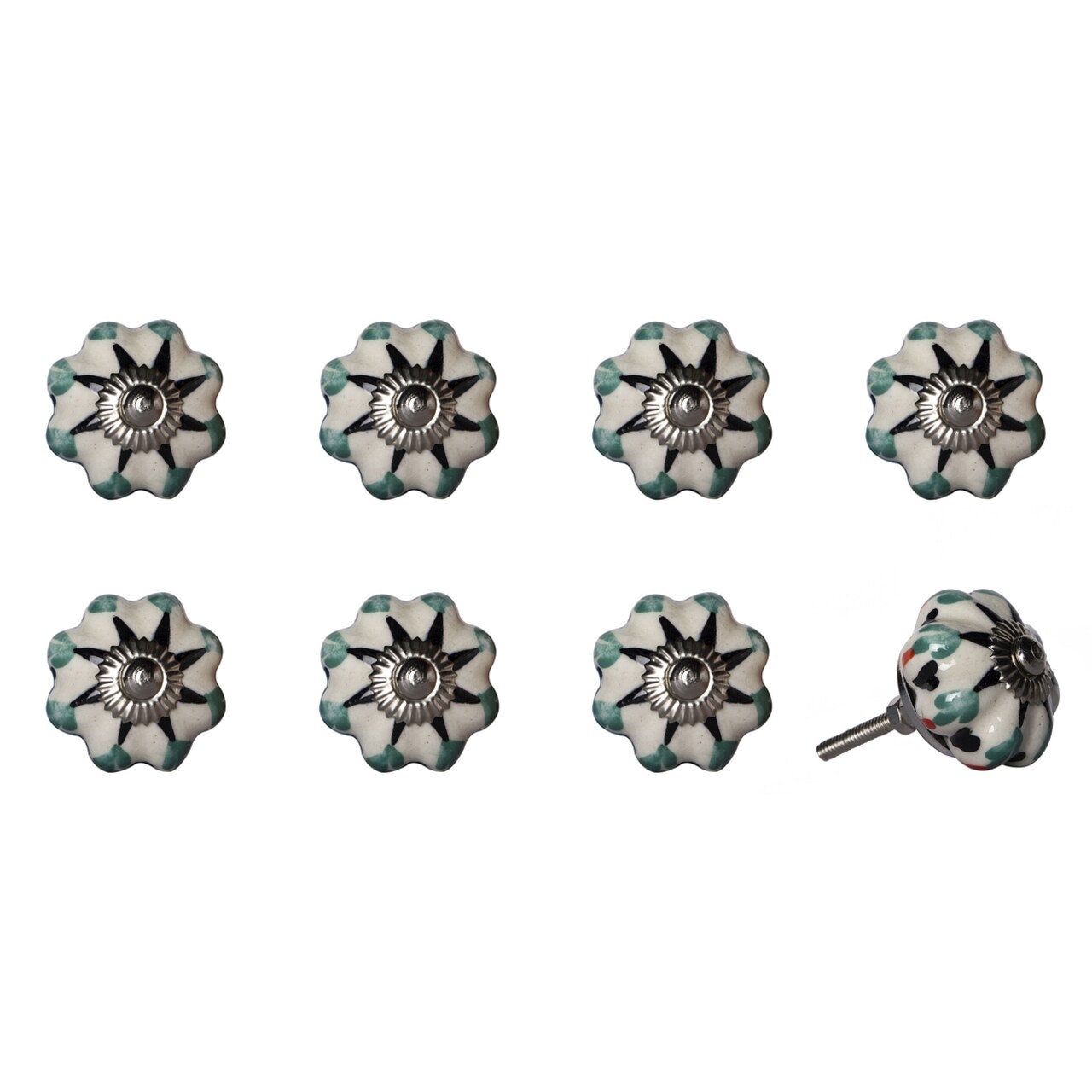 Knob-It Vintage Cabinet Drawer Knobs 8 Piece Hand Painted Bohemian 10 Inch